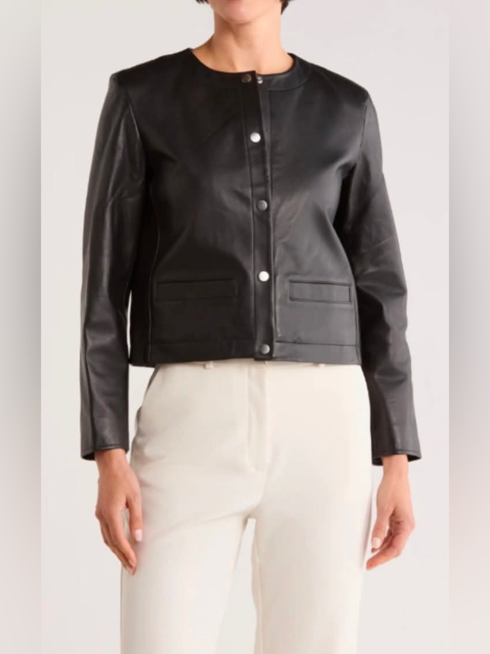 NWT Theory St. Crop Leather Jacket size 6 MRSP $795
